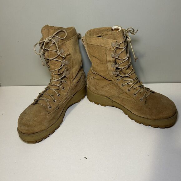Belleville 775ST Waterproof Steel Toe Combat Boots, Tan Brown Leather, Size 5 W - Picture 4 of 7